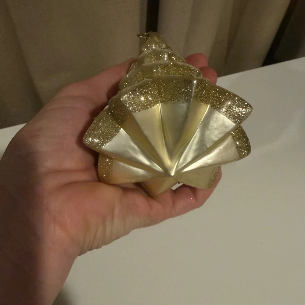 Dept. 56 Champagne Gold Glass‎ Tiered Christmas Tree Ornament Glitter